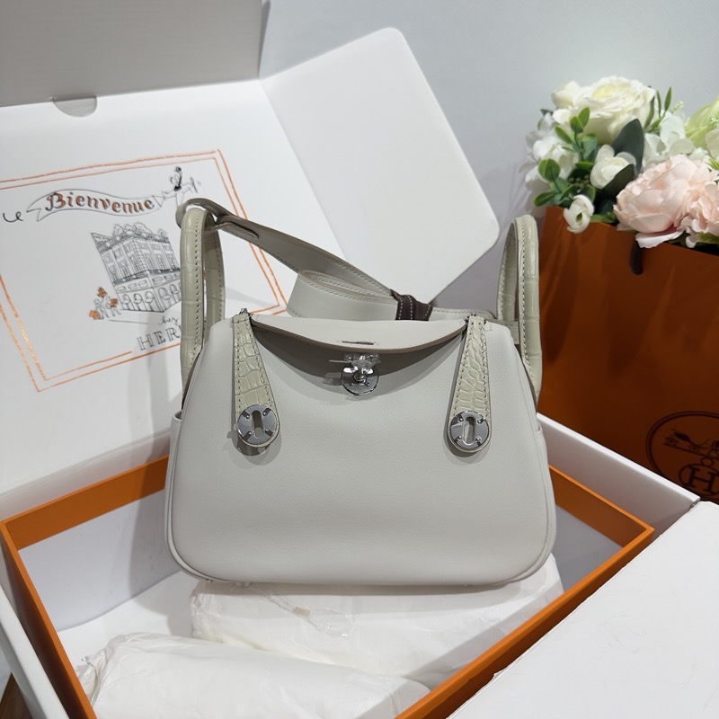 Hermes Lindy mini 19cm Swift touch Pearl Grey PHW